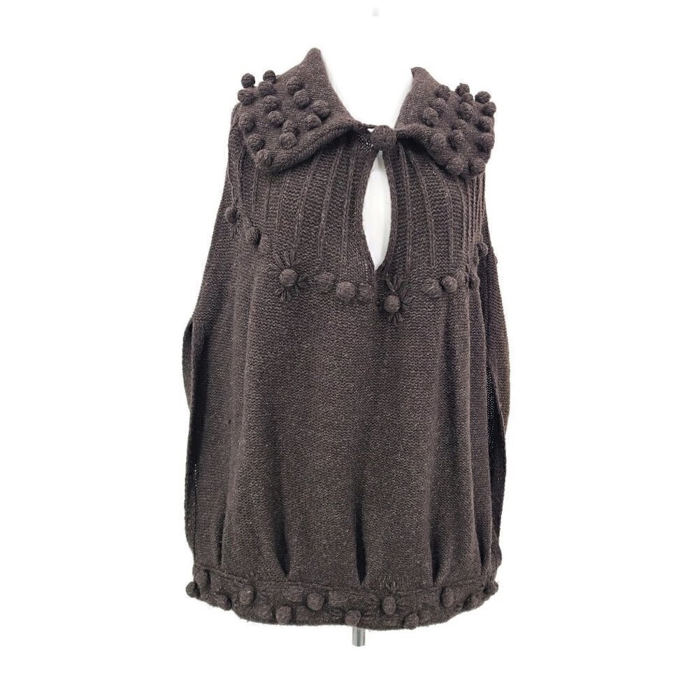 Sleeping on Snow Wool Blend Poncho Womens M Grey Sleeveless Sweater